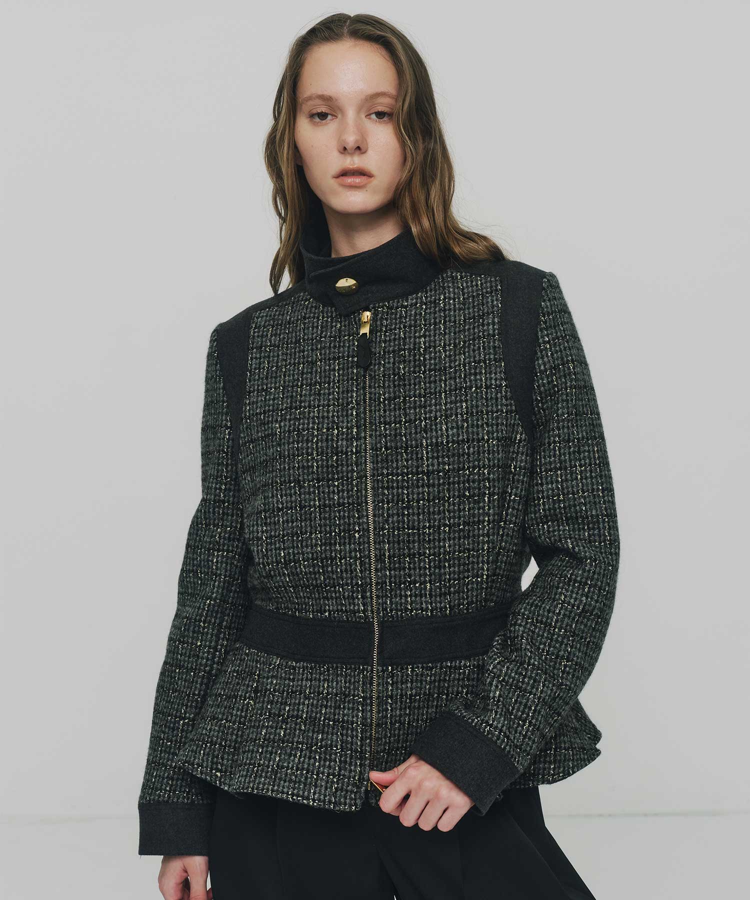 RERACS PEPLUM STAND COLLAR BLOUSON