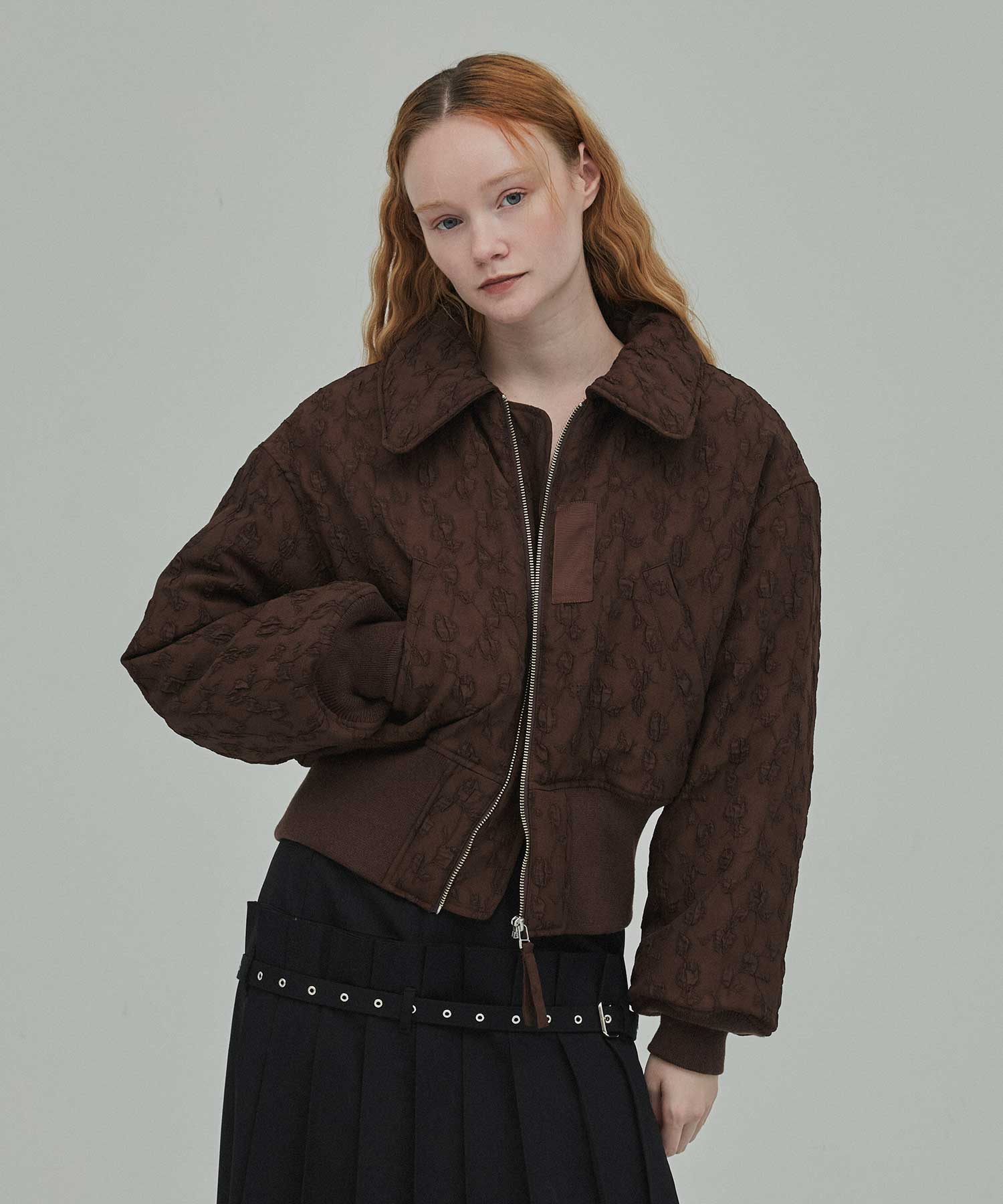 Floral jacquard bomber jacket