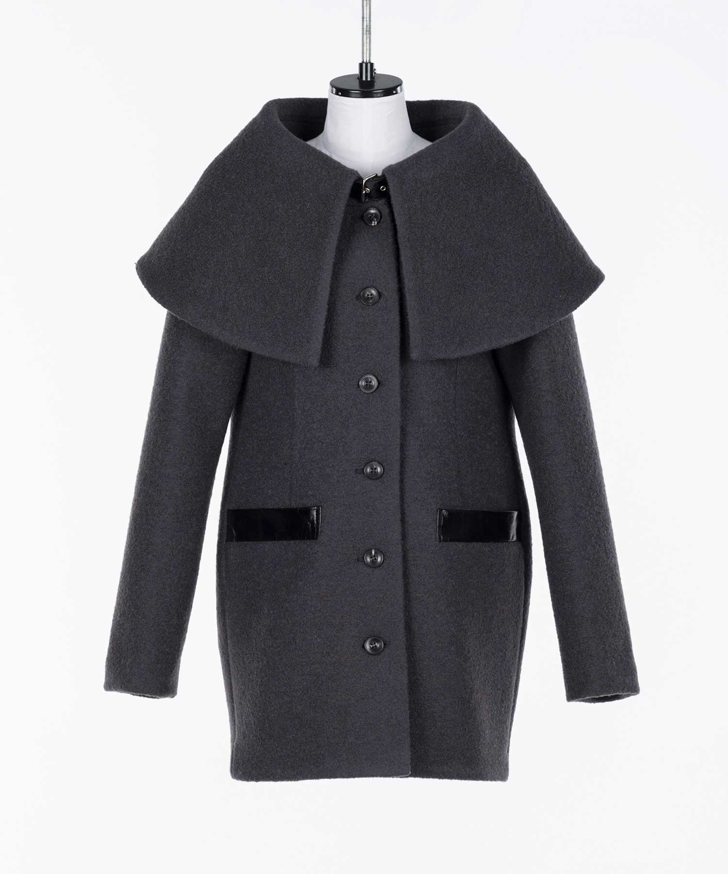 Boucle wool cape coat