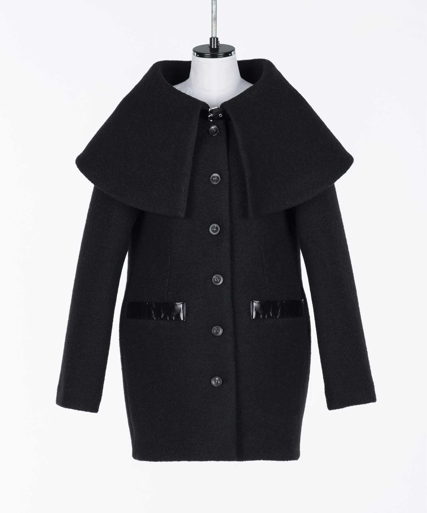 Boucle wool cape coat