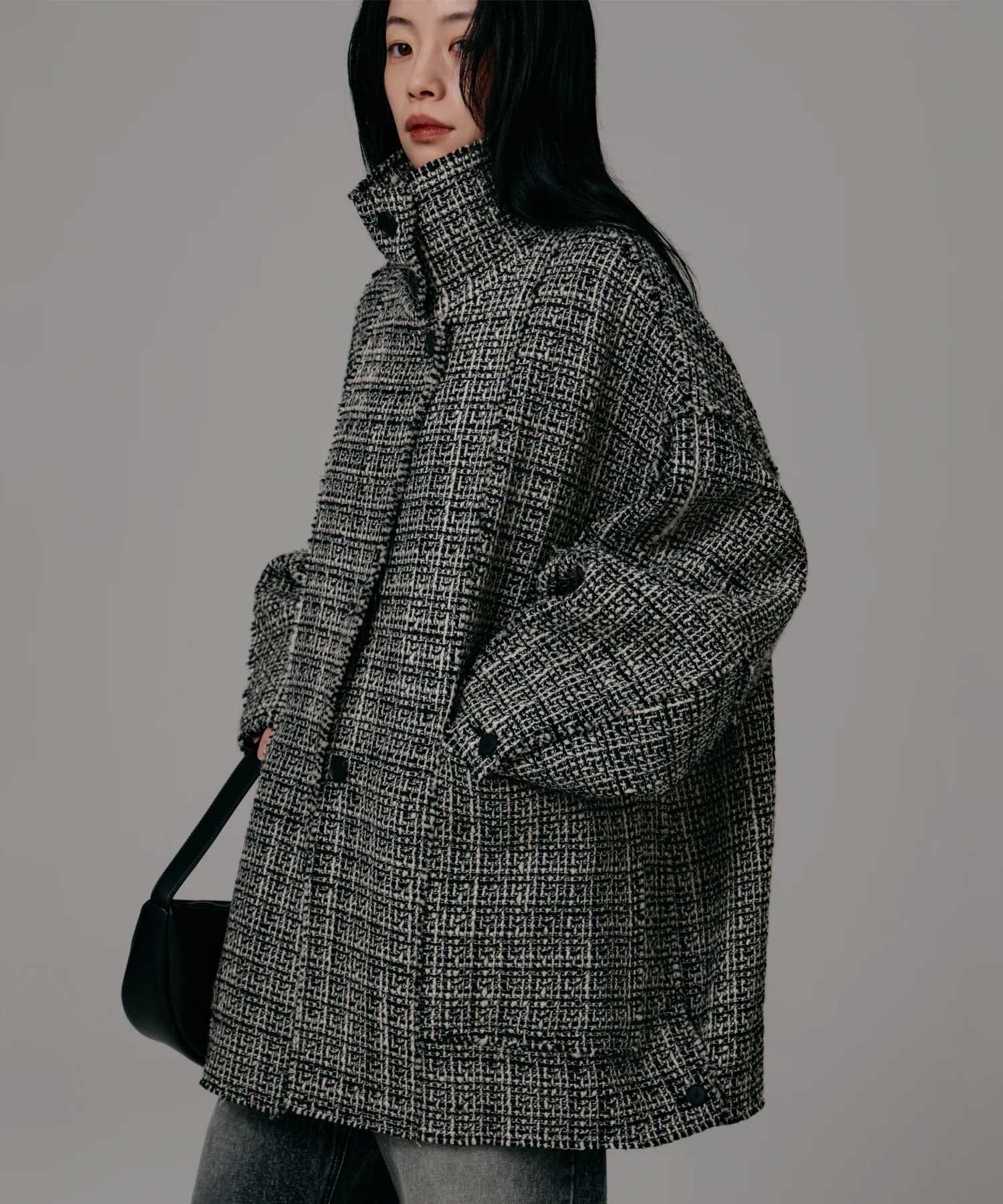 tweed half coat