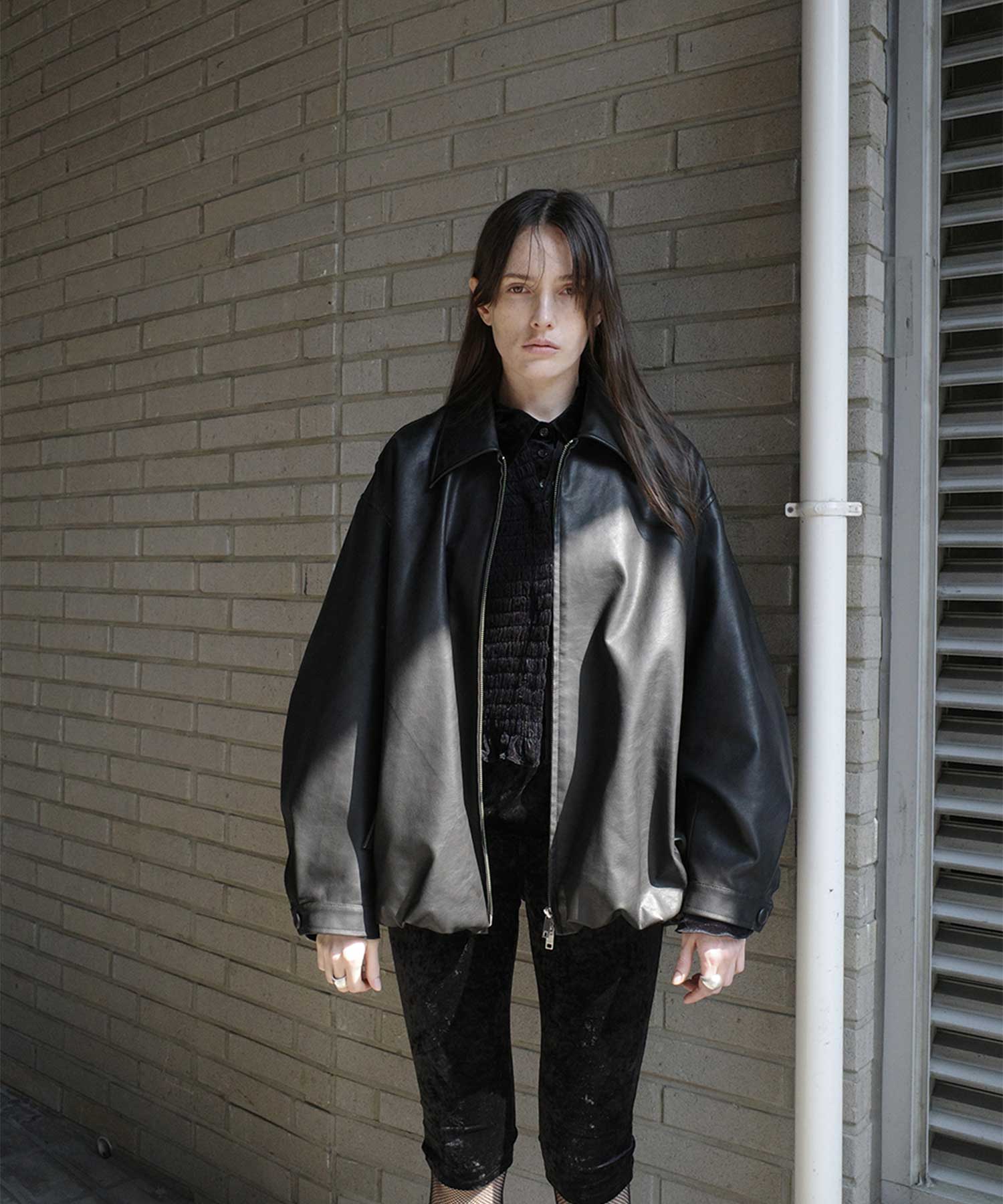 FAKE LEATHER BALLOON JACKET