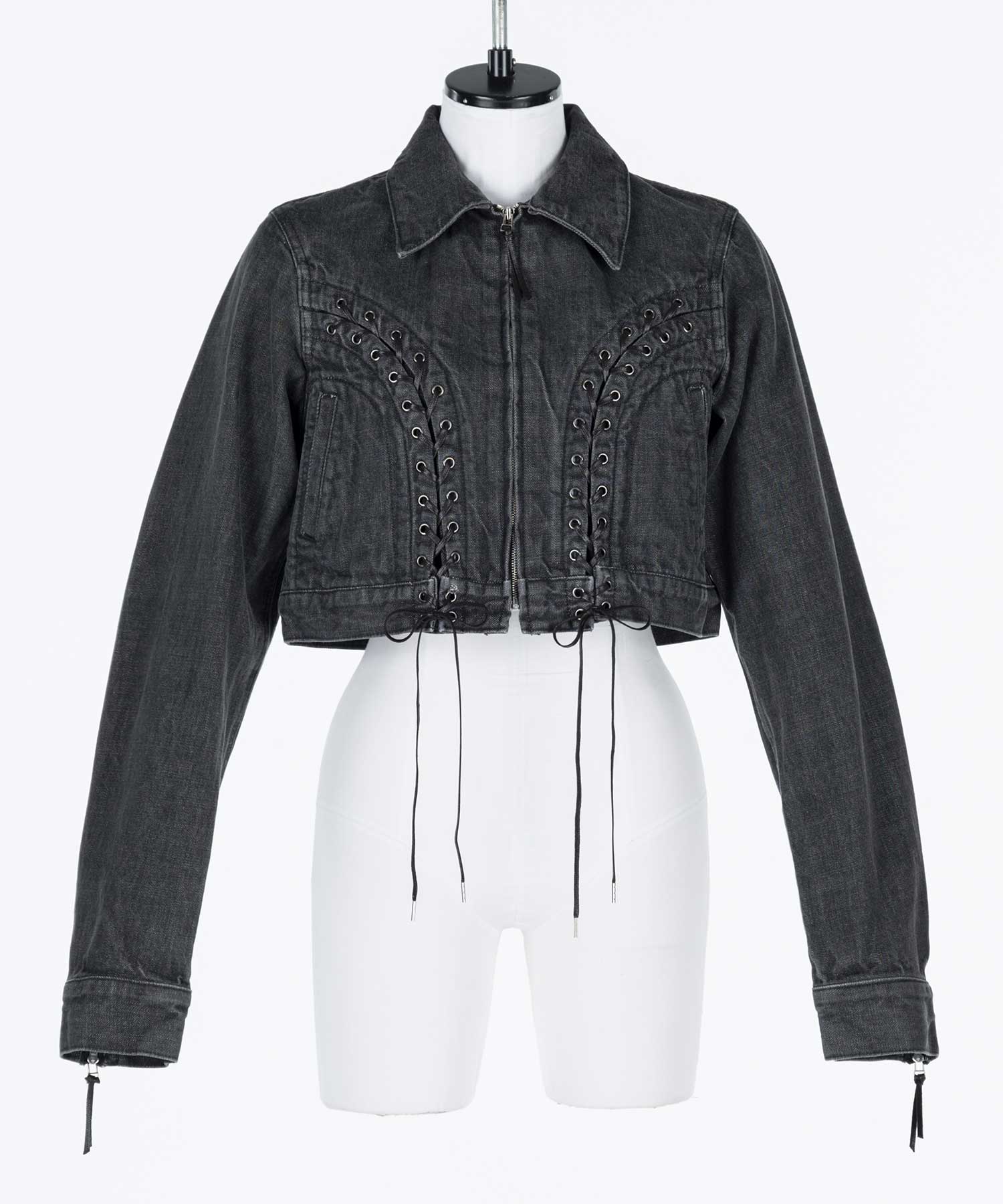 Lace up denim jacket