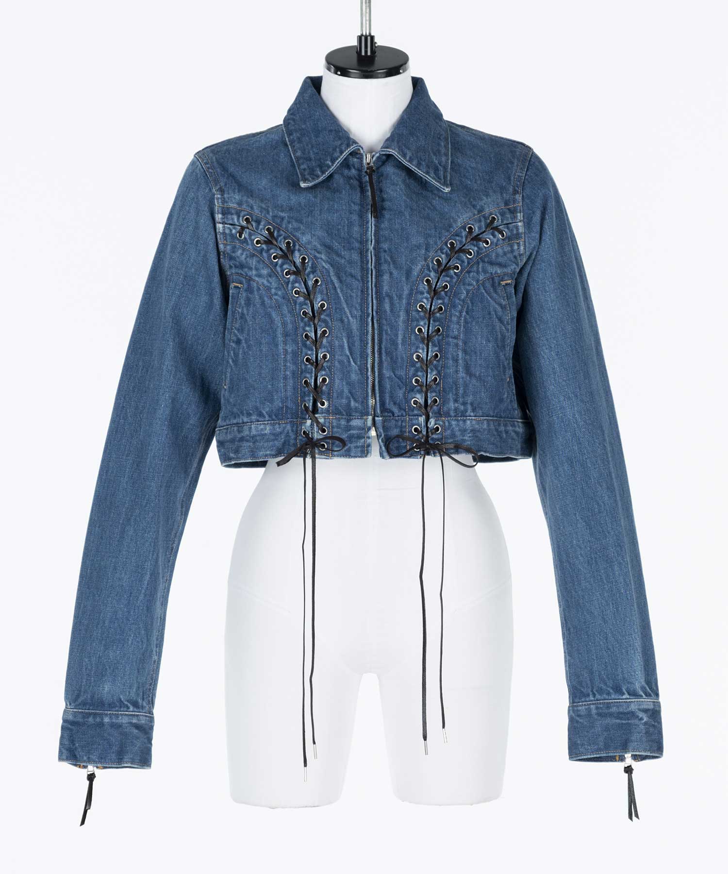 Lace up denim jacket