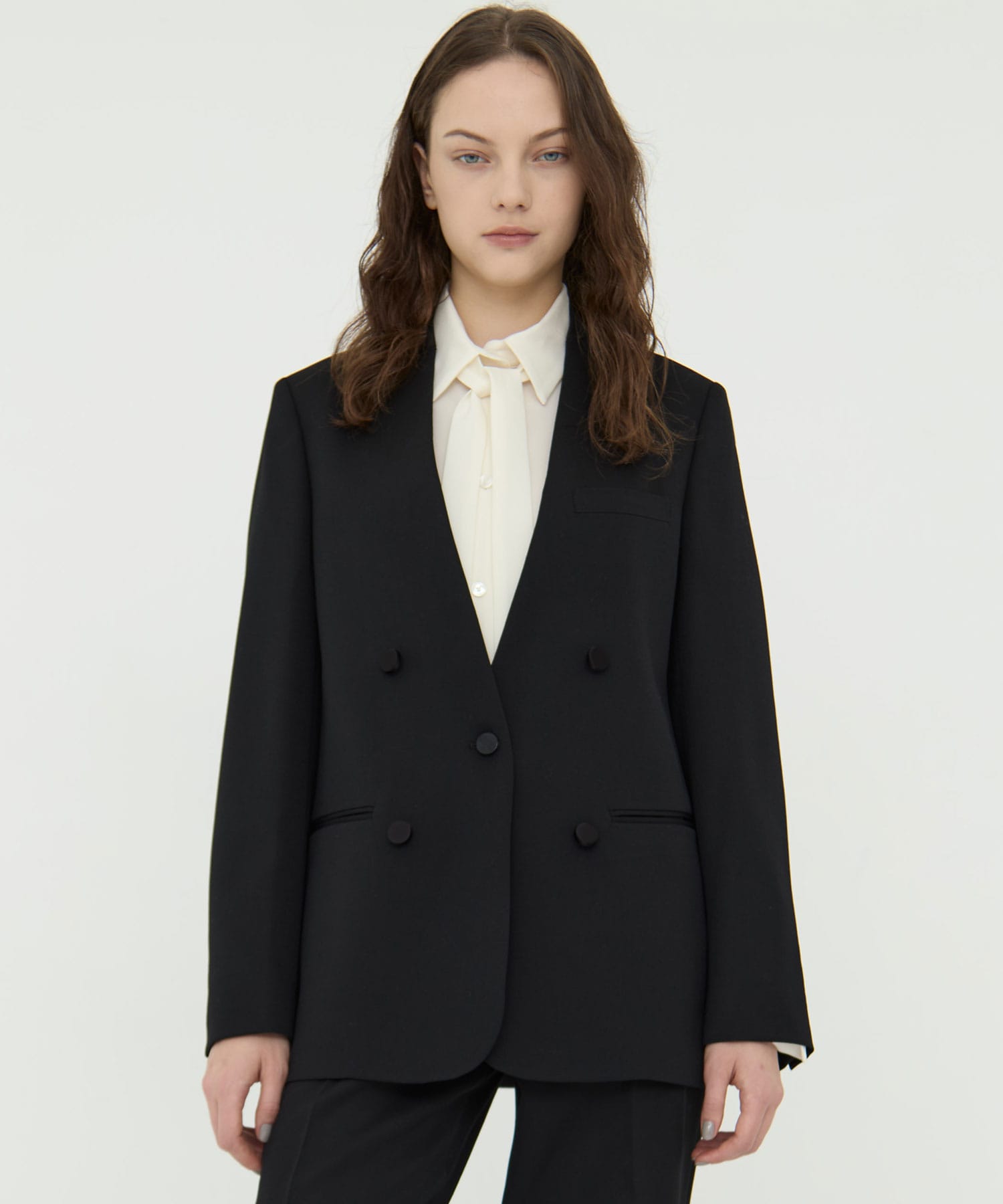 BLACK FORMAL NO COLLAR JACKET