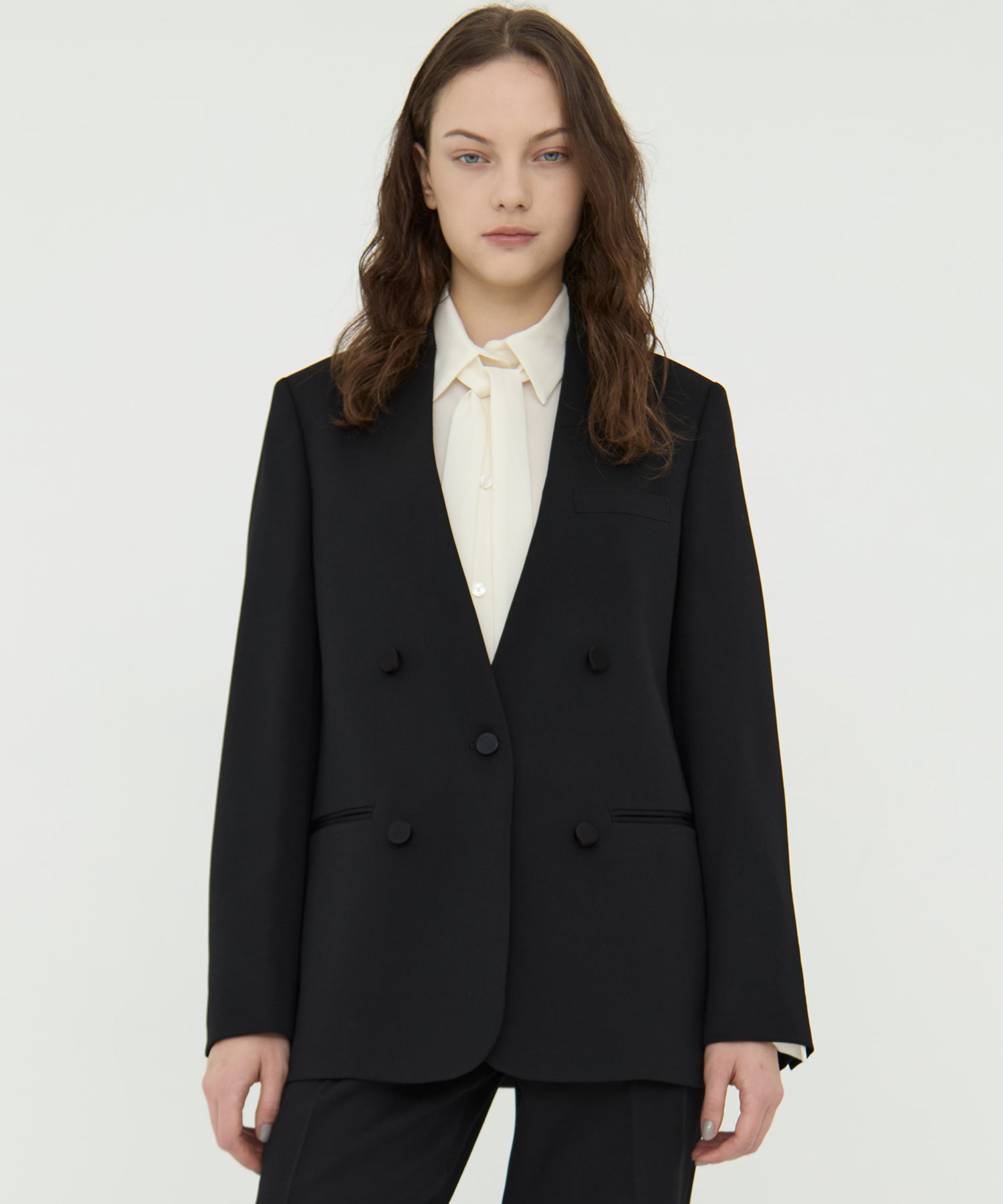 BLACK FORMAL NO COLLAR JACKET