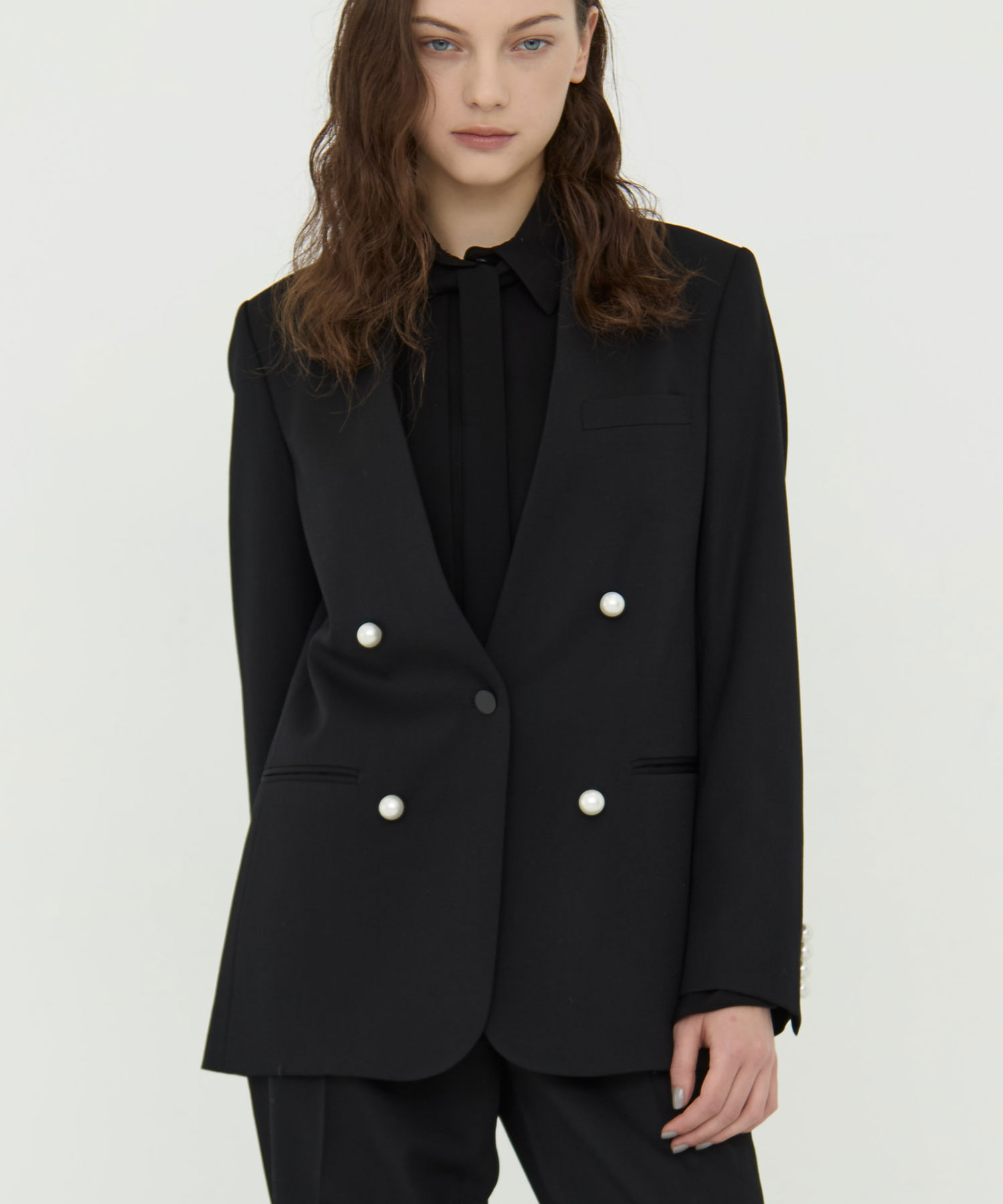 BLACK FORMAL NO COLLAR JACKET