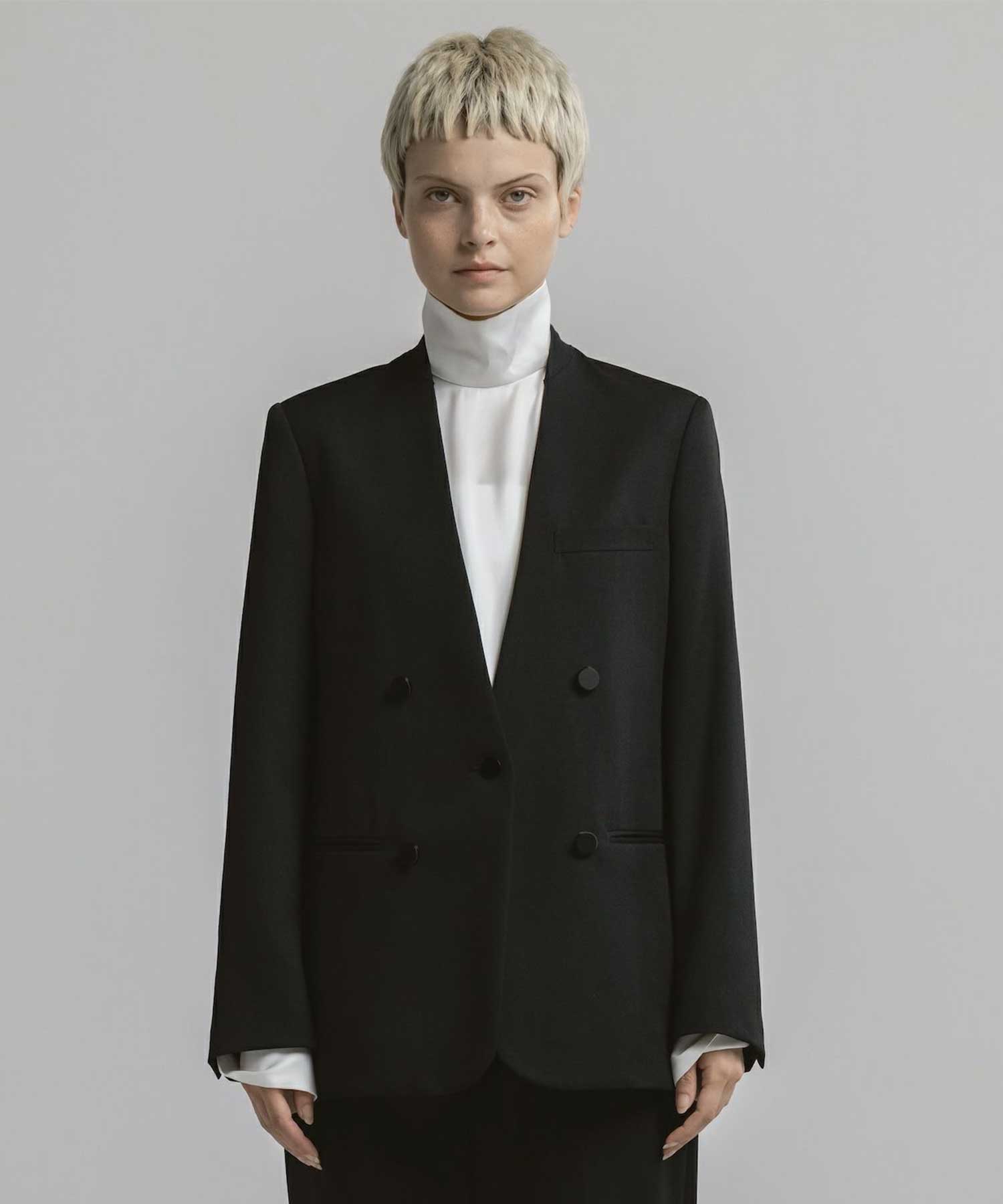 BLACK FORMAL NO COLLAR JACKET
