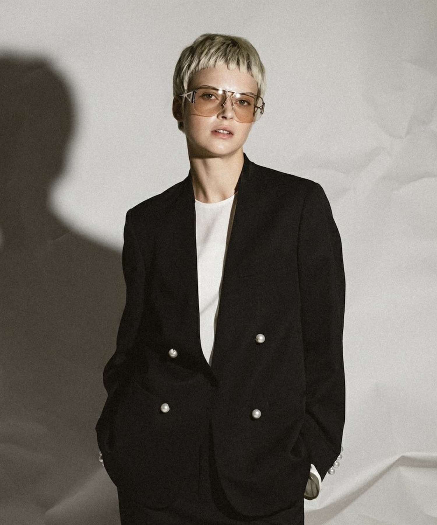 BLACK FORMAL NO COLLAR JACKET