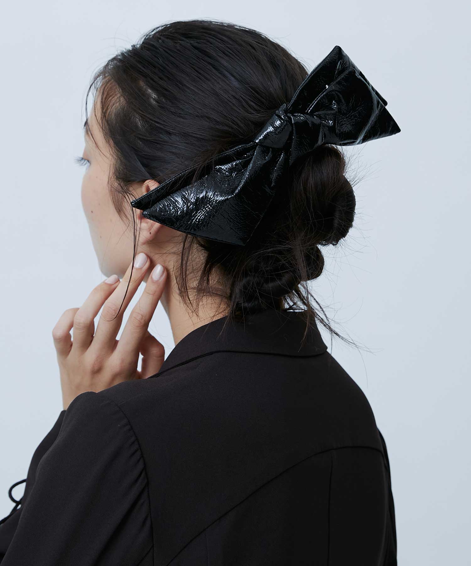 Faux Leather bow hair clip