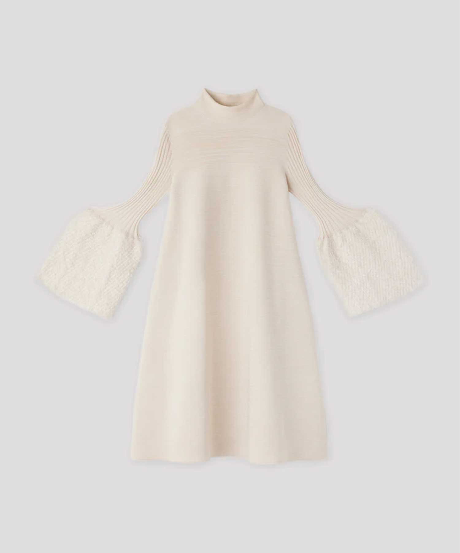 POTTERY PILE GLITTER LONG BELL SLEEVE FLARE MINI DRESS