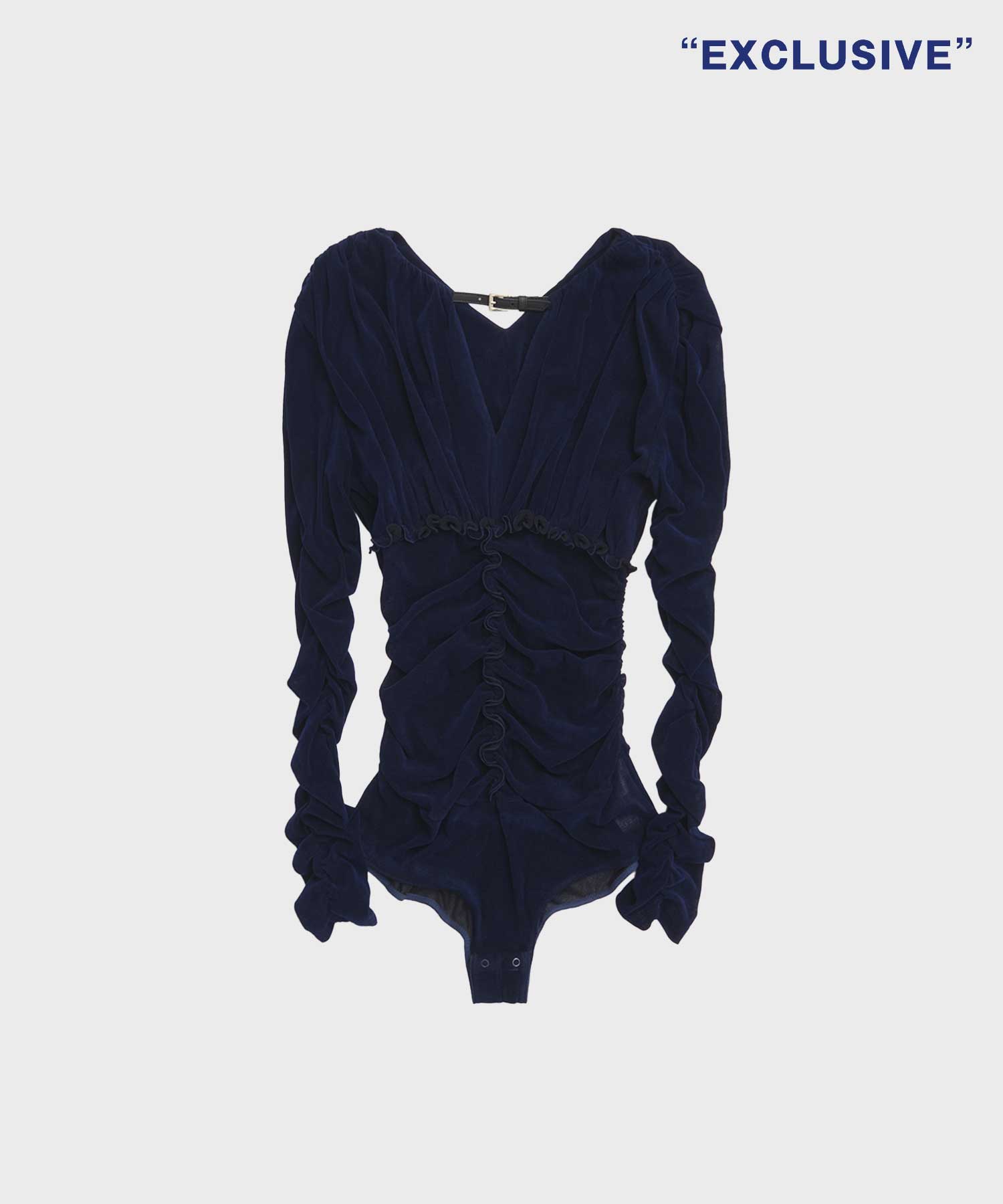 別注 Velvet tulle shirring bodysuit