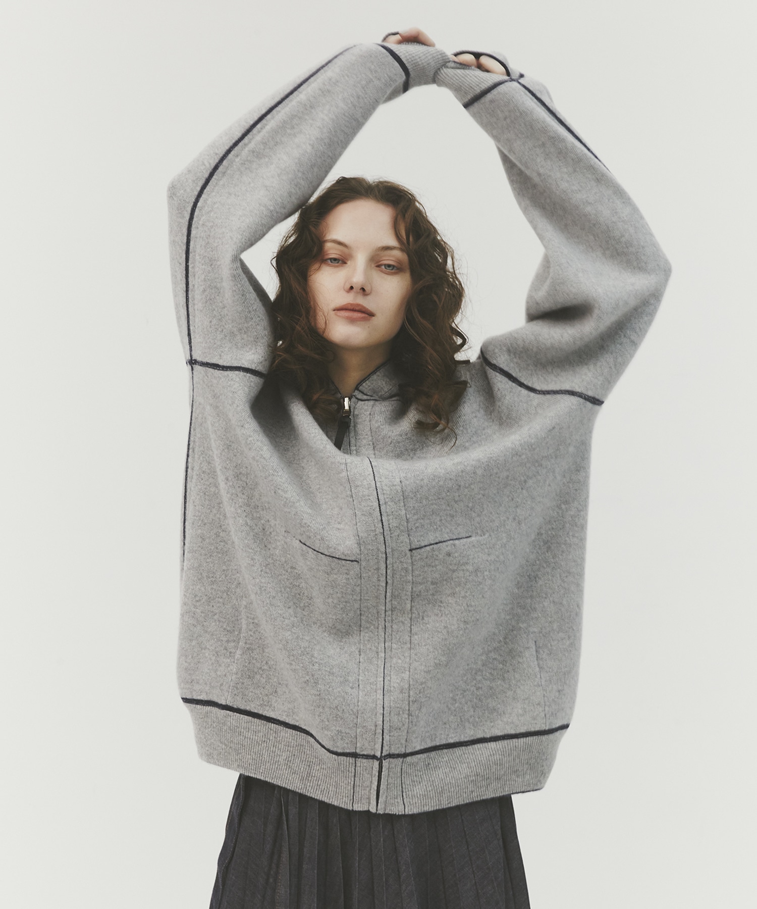 CASHMERE REVERSIBLE ZIP UP HOODIE