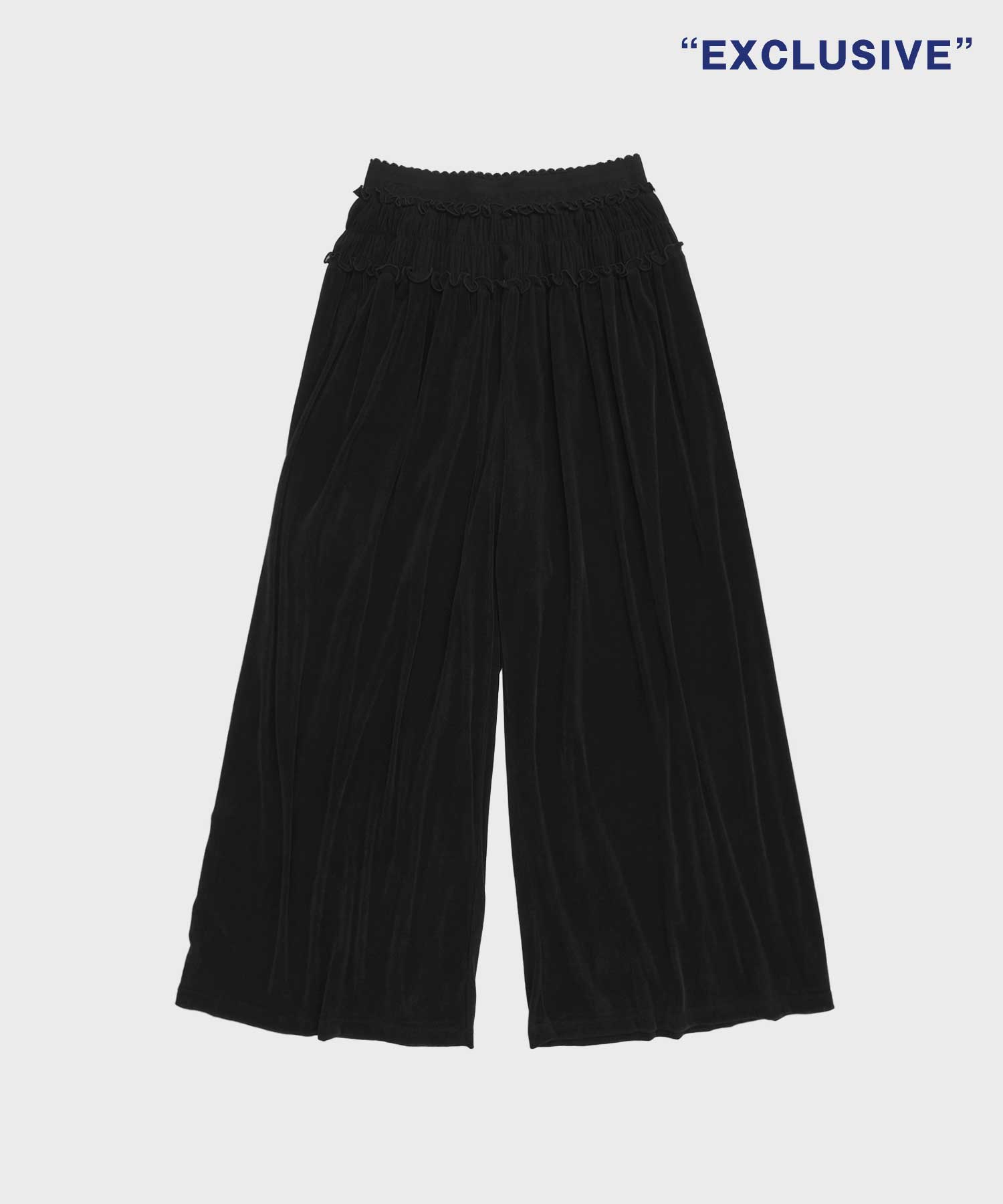 別注 Velvet tulle shirring wide pants