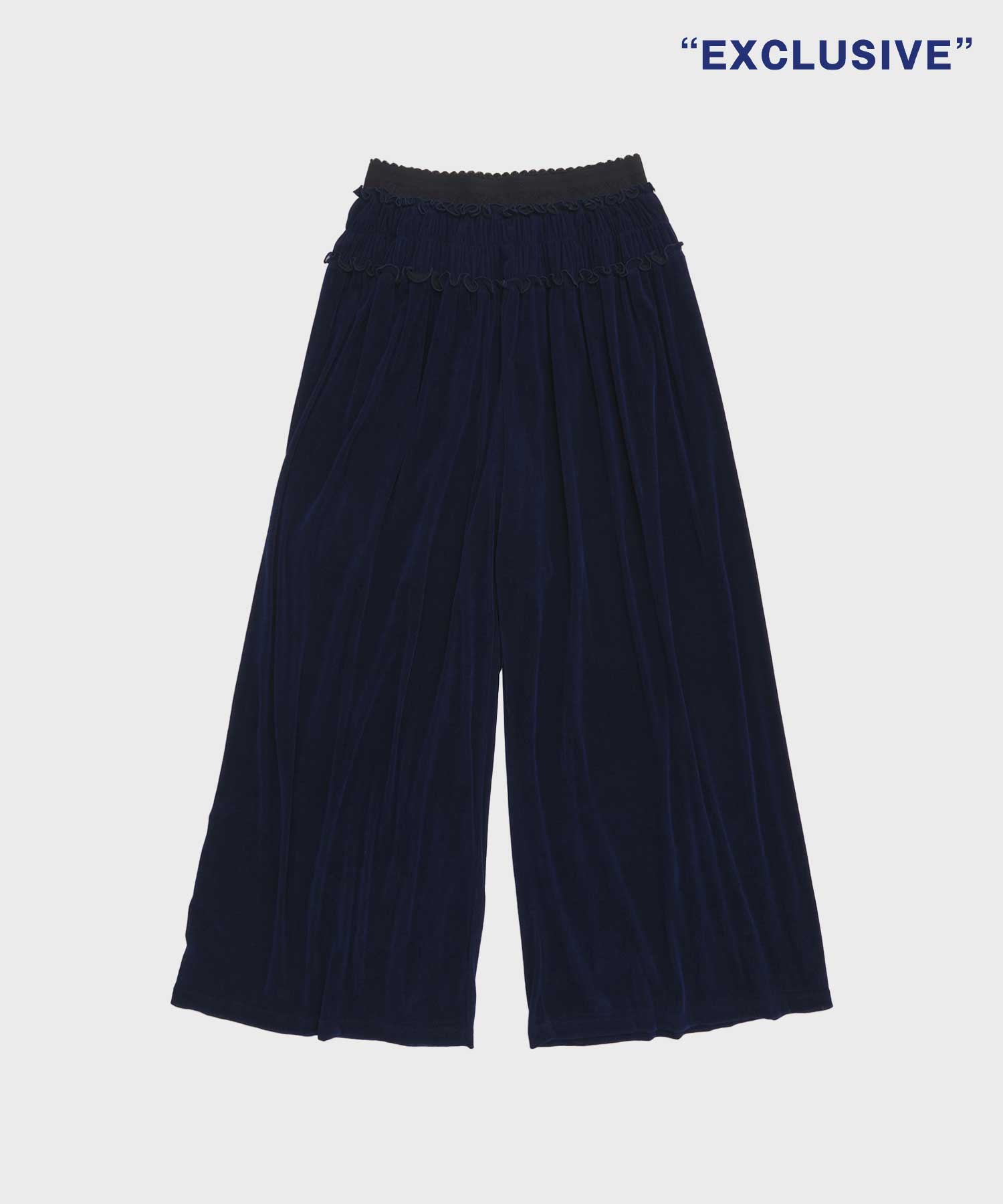 別注 Velvet tulle shirring wide pants