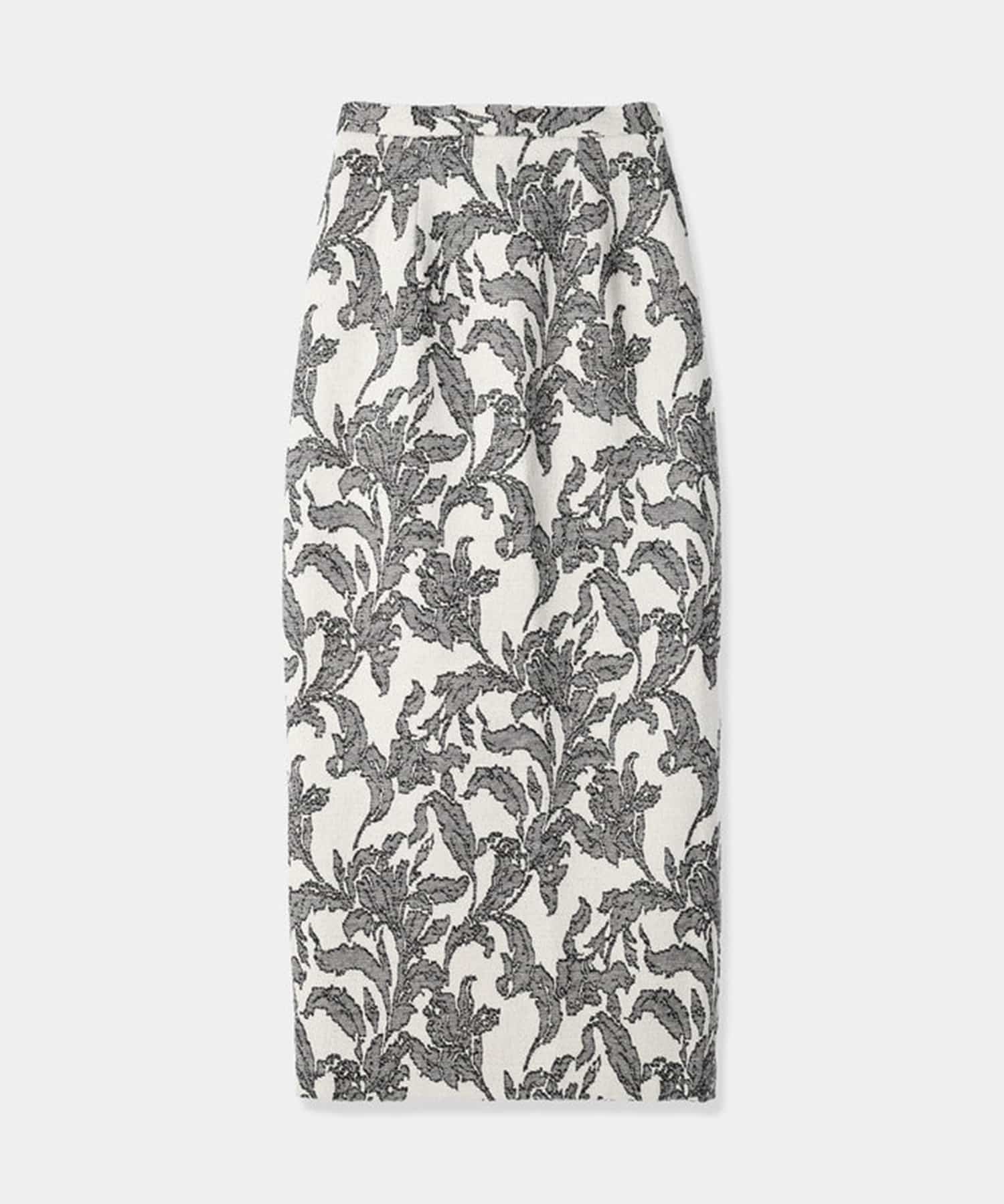 leaf jacquard pencil skirt