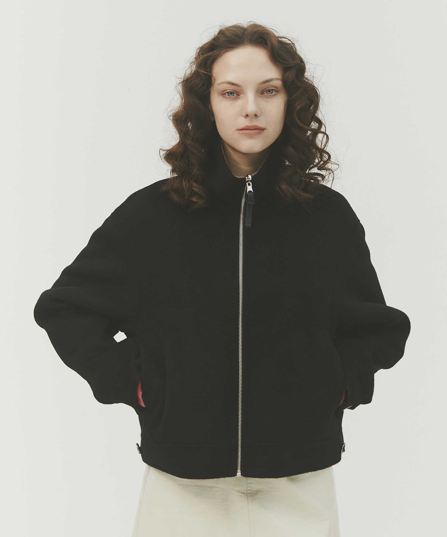 CASHMERE REVERSIBLE STAND ZIP BLOUSON