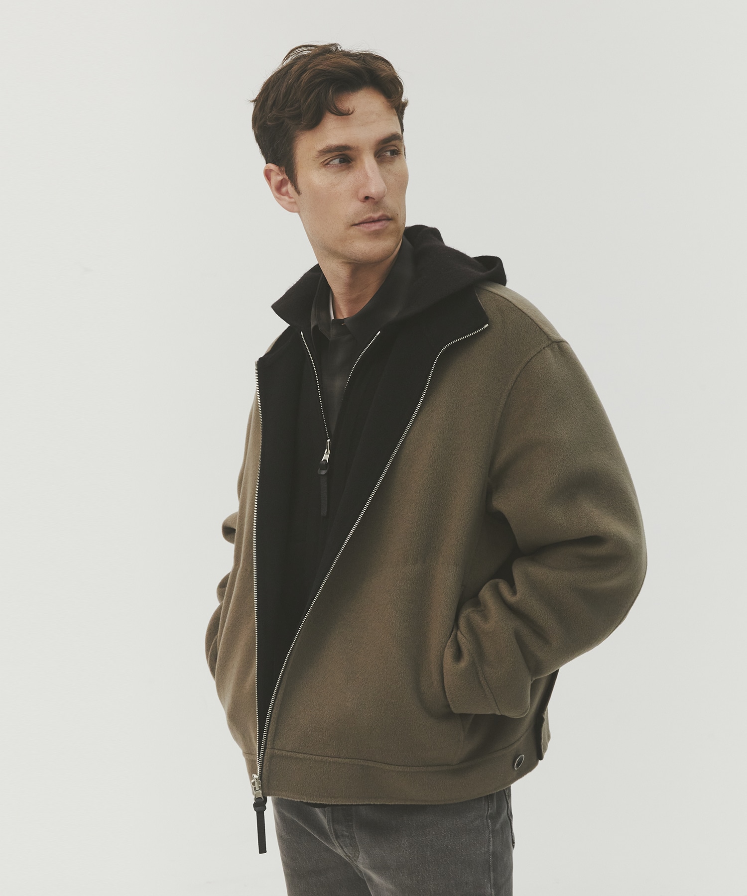 CASHMERE REVERSIBLE STAND ZIP BLOUSON
