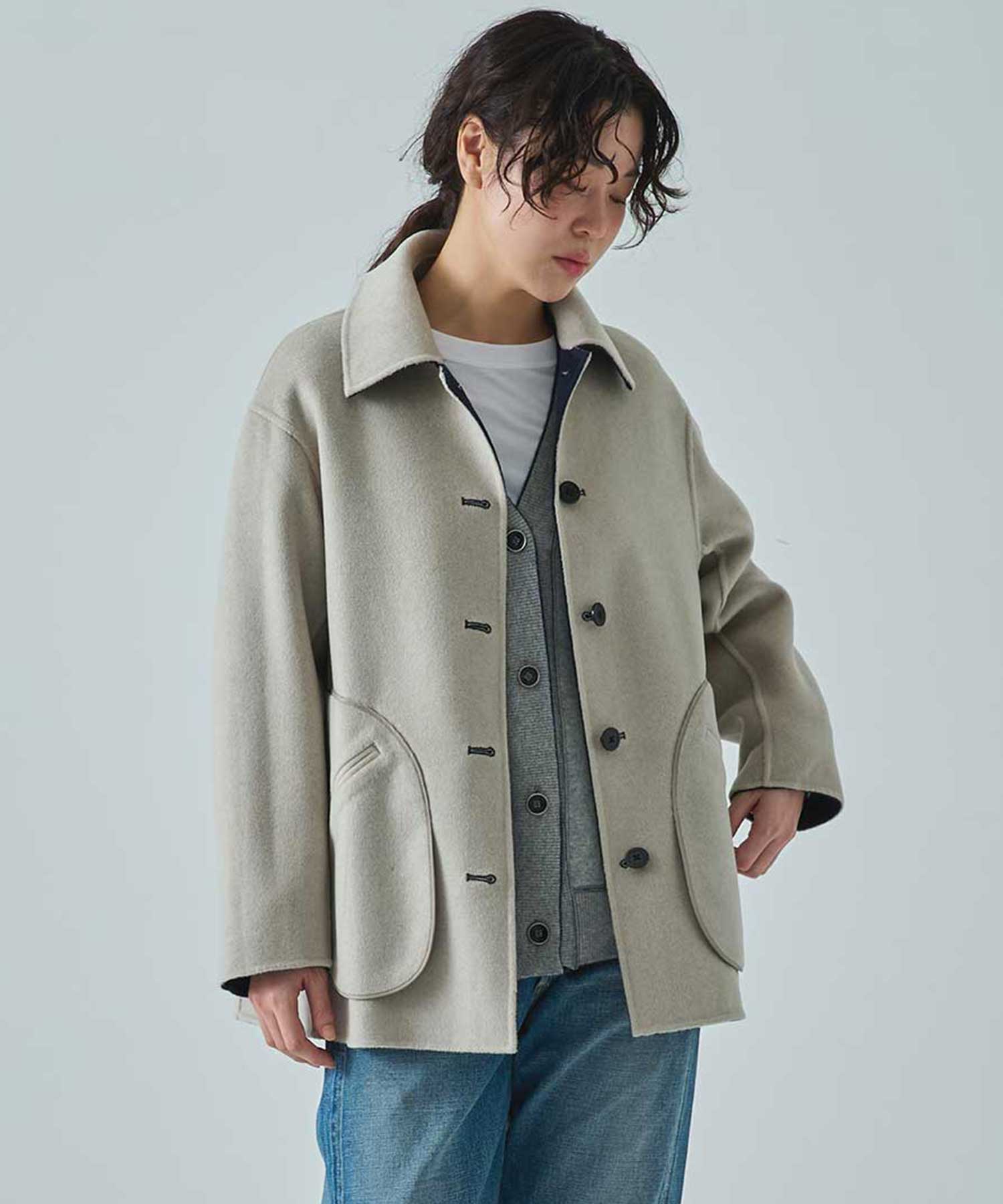 CASHMERE/SILK/WOOL SHORT COAT