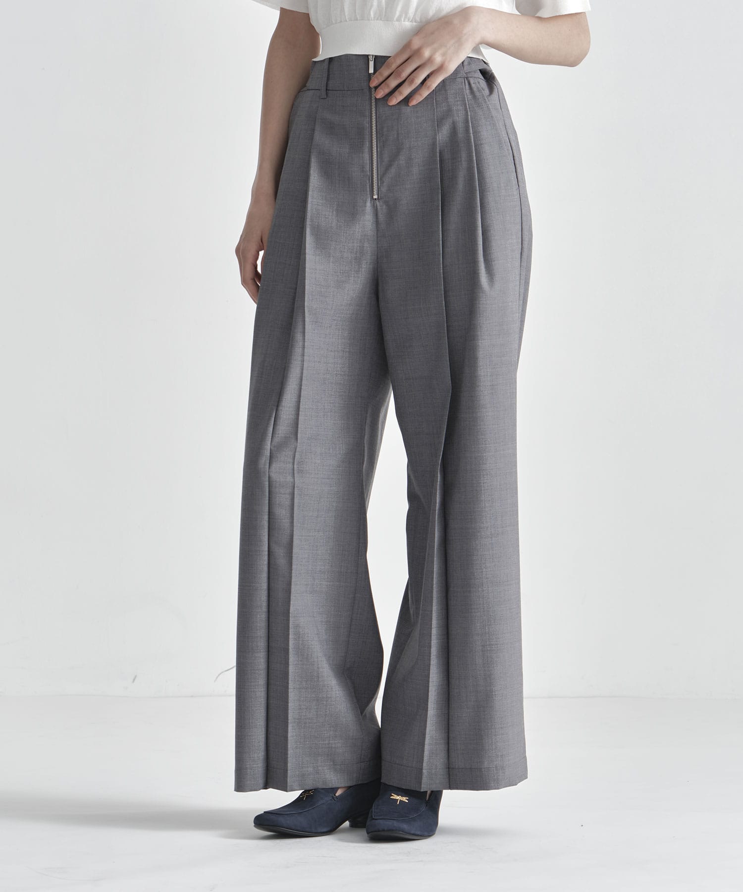 Front Zip Tuck Pants