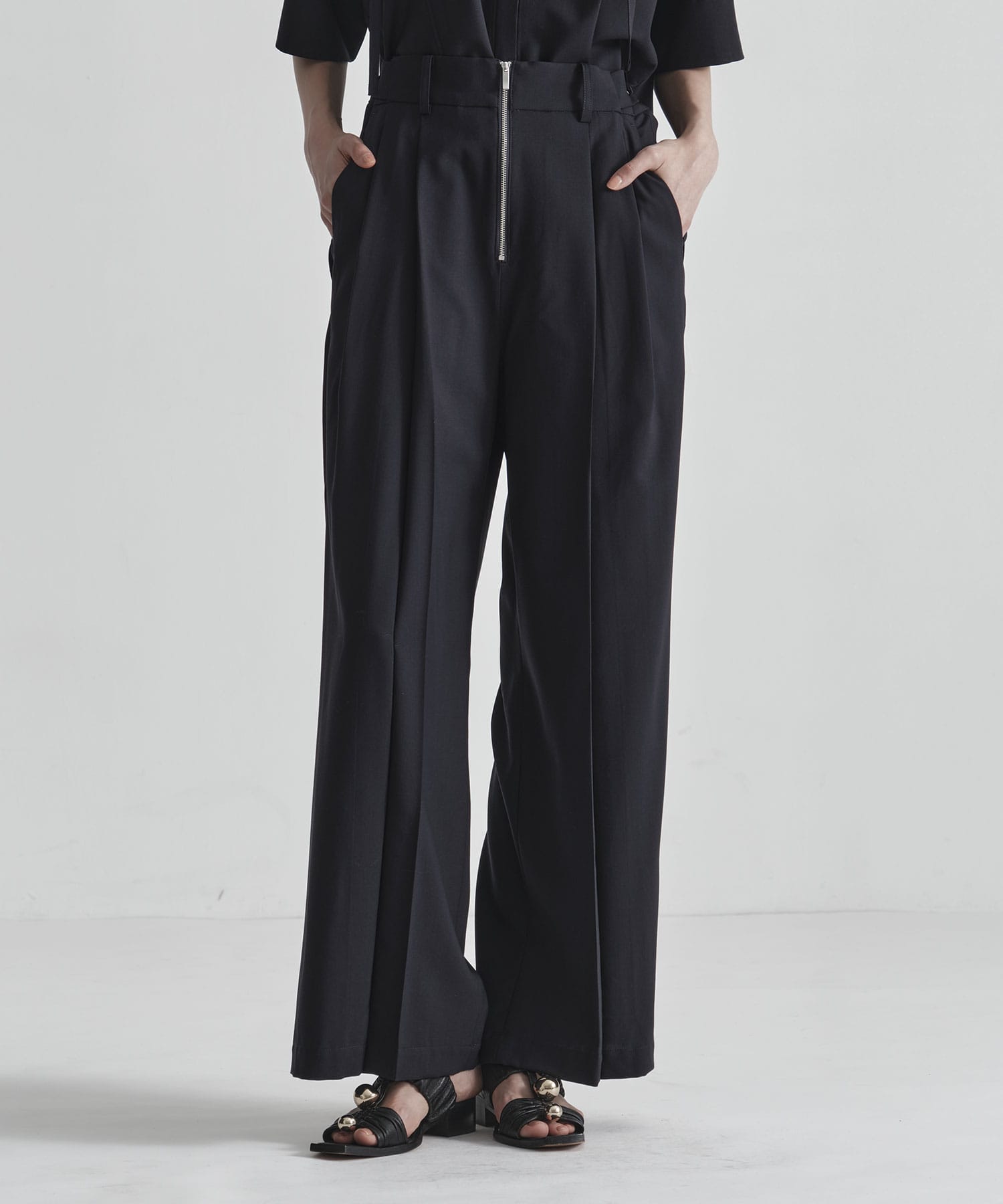Front Zip Tuck Pants