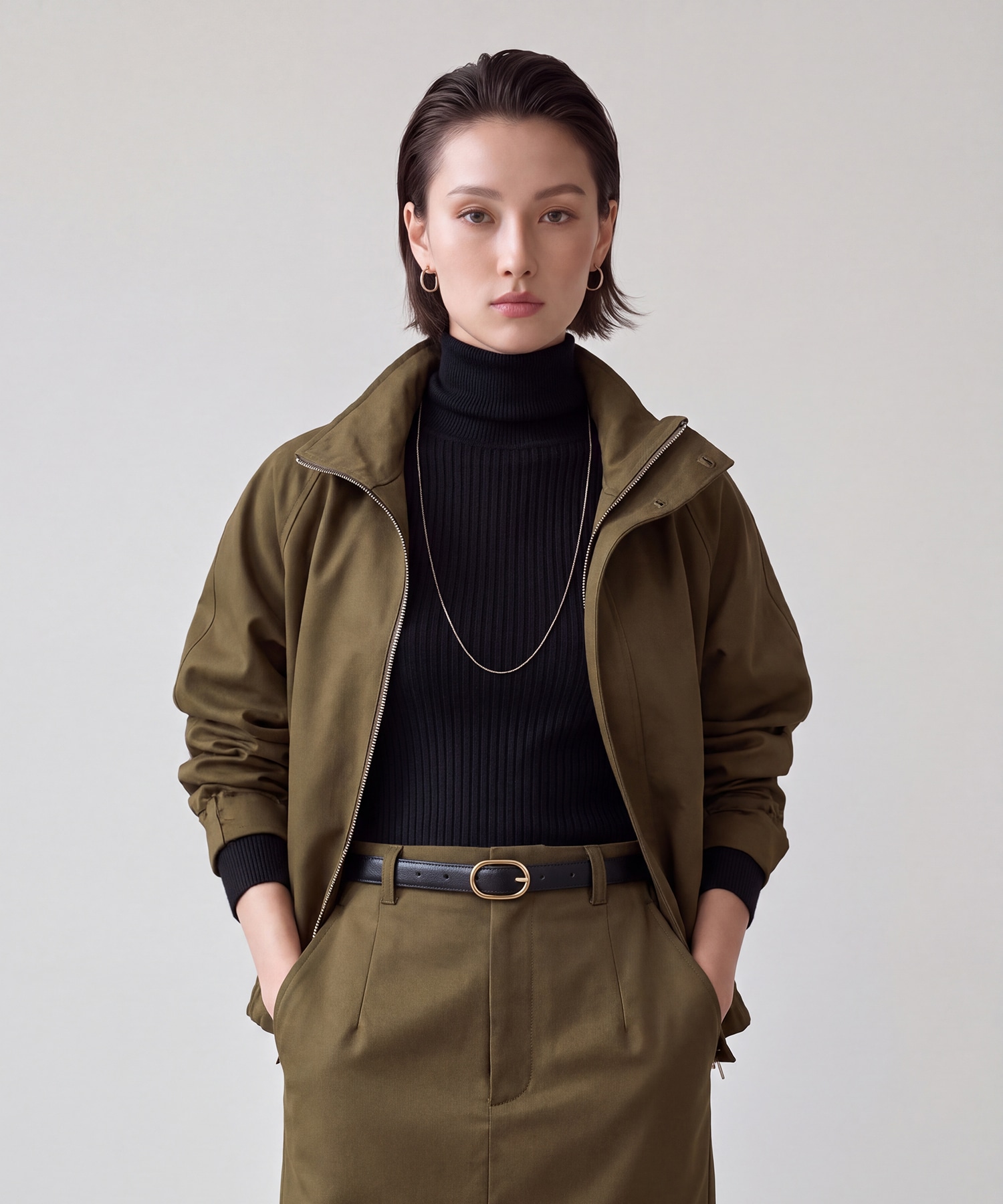 Double Cloth Stand Collar Blouson