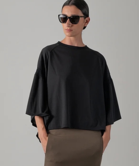 LAURA GATHERED SLV TOP