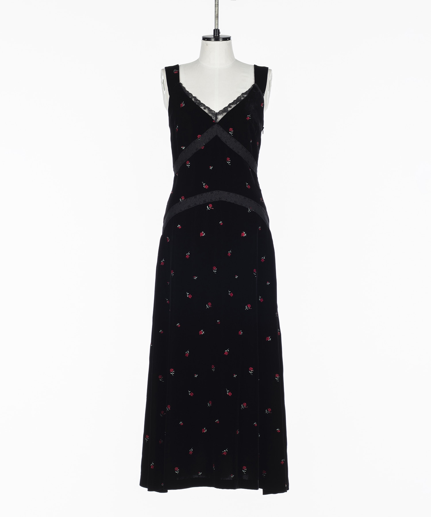 ROSE EMBROIDERED VELVET DRESS