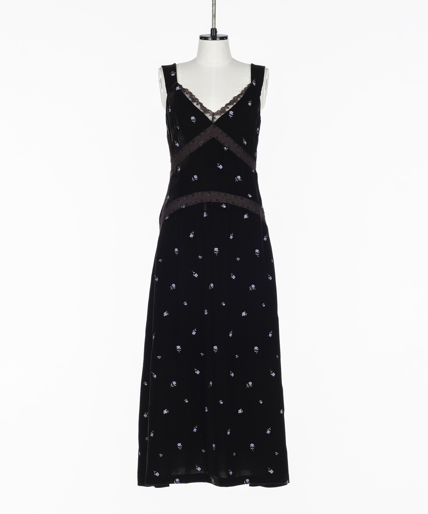 ROSE EMBROIDERED VELVET DRESS