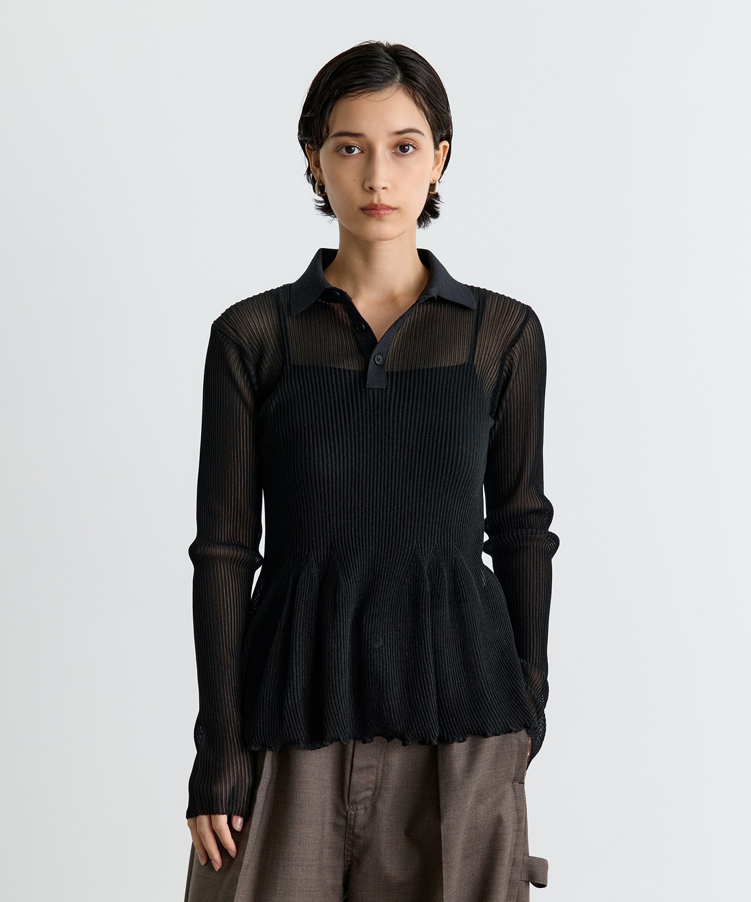HYPHA LUCENT GLITTER LONG SLEEVE POLO SHIRT