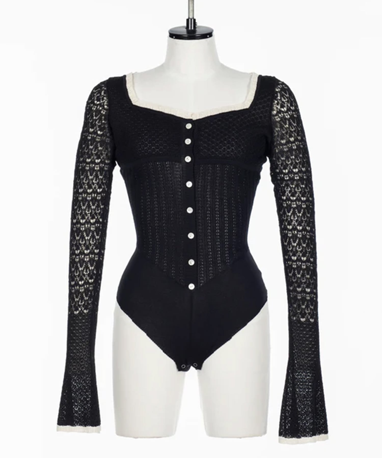 LACE KNIT SWEETHEART BODYSUIT