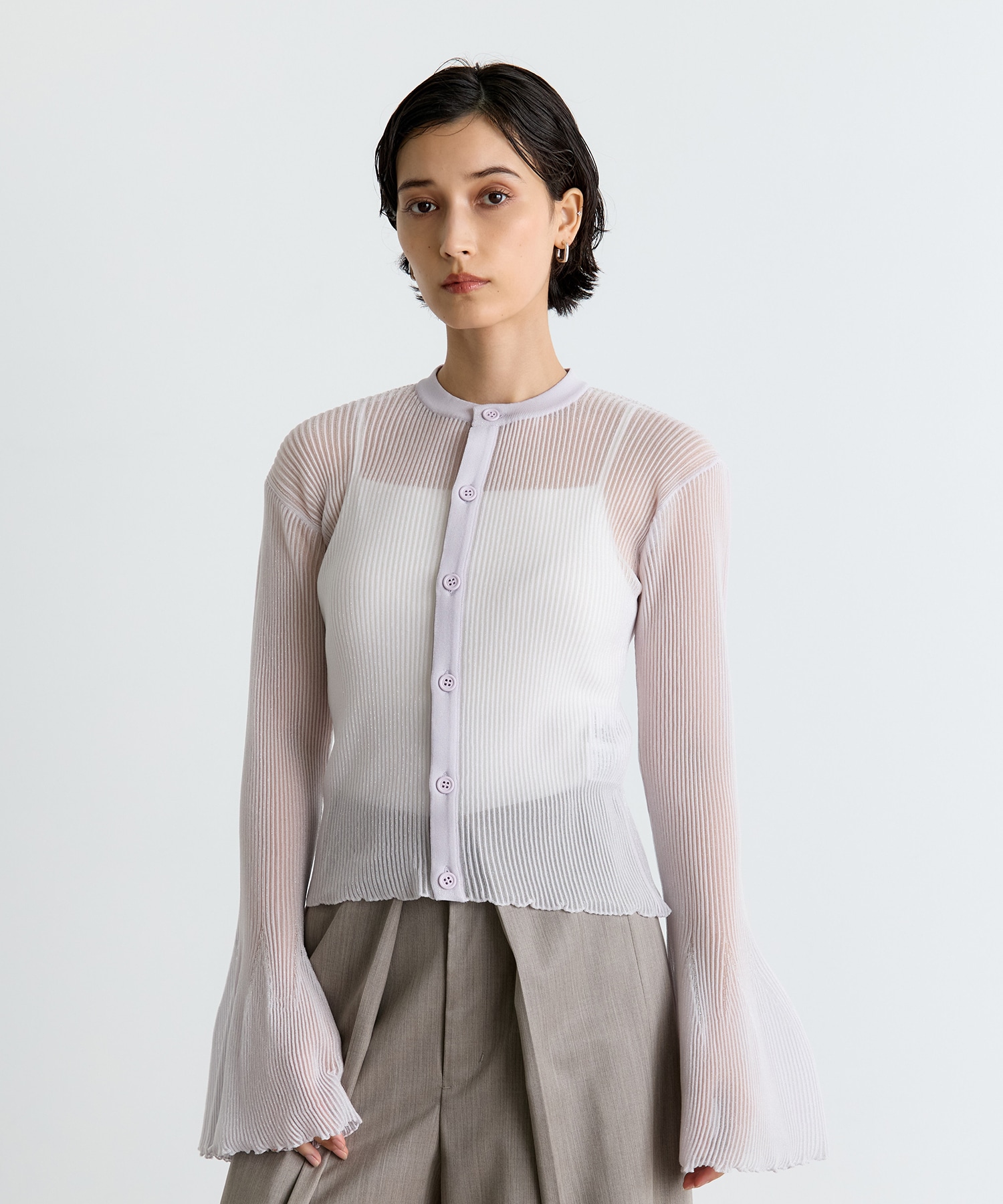 HYPHA LUCENT GLITTER BELL SLEEVE CARDIGAN