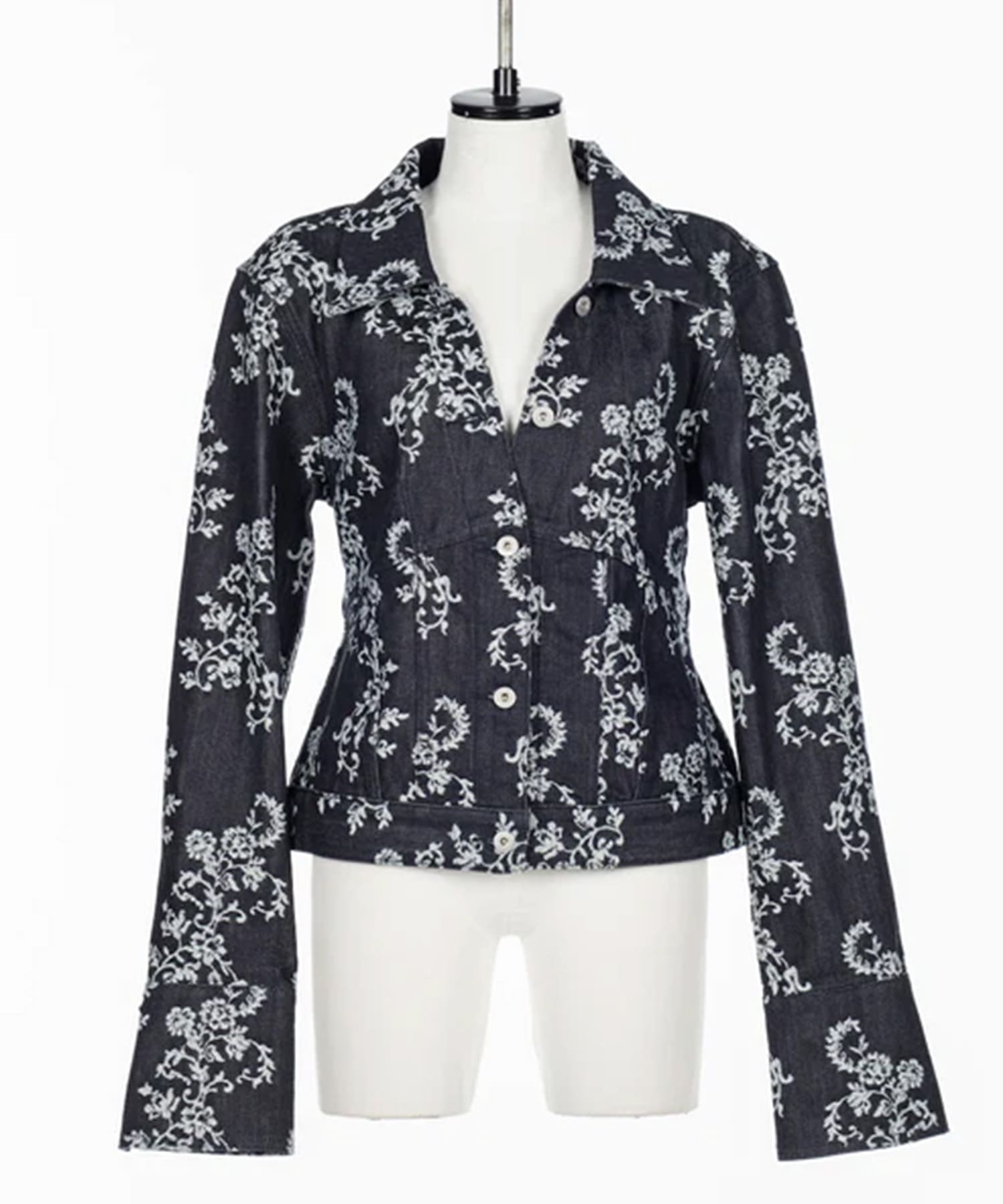 LACE-JACQUARD SKIPPER DENIM JACKET
