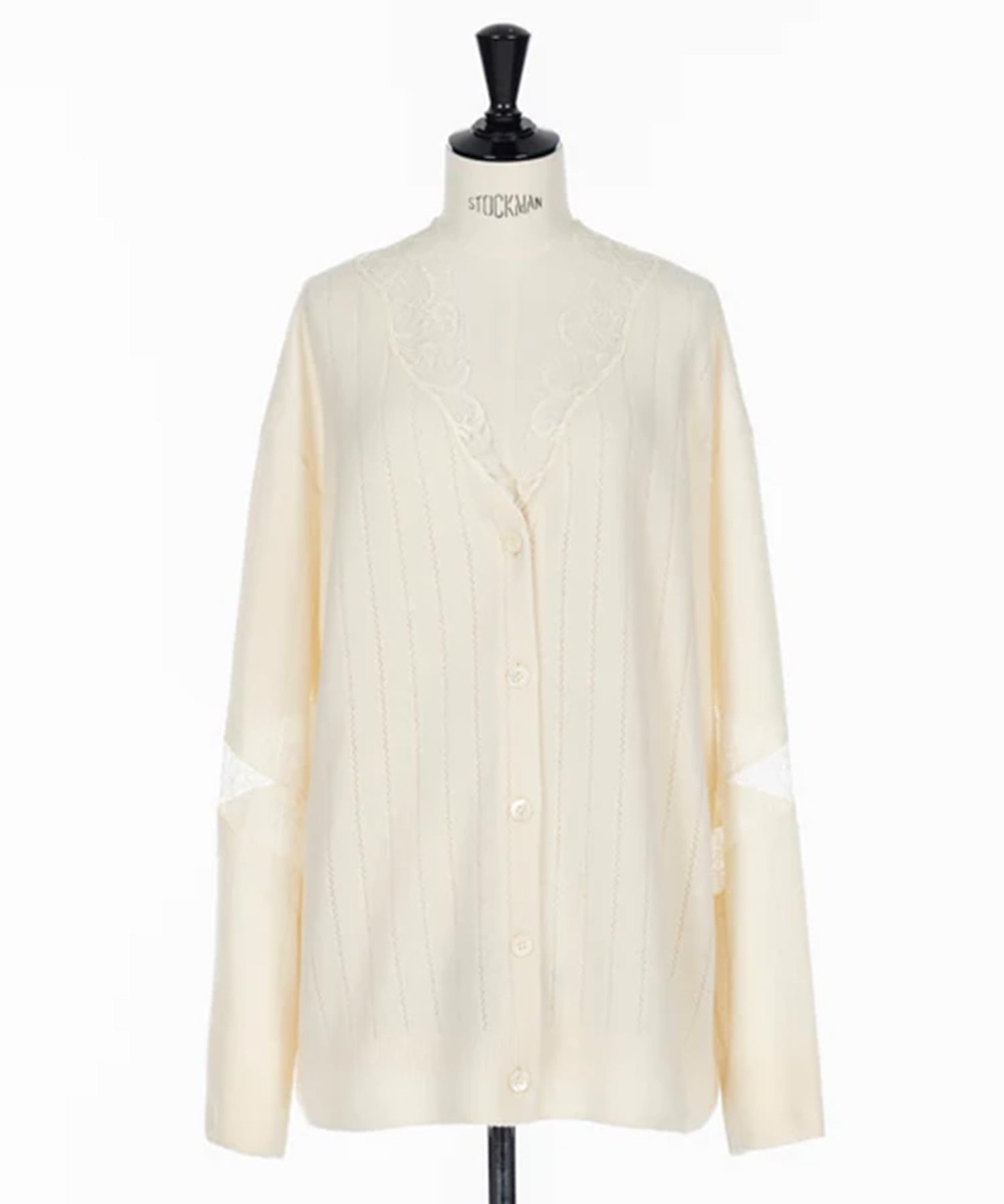 OVERSIZED HAIRY LACE PANELED KNIT CARDIGAN