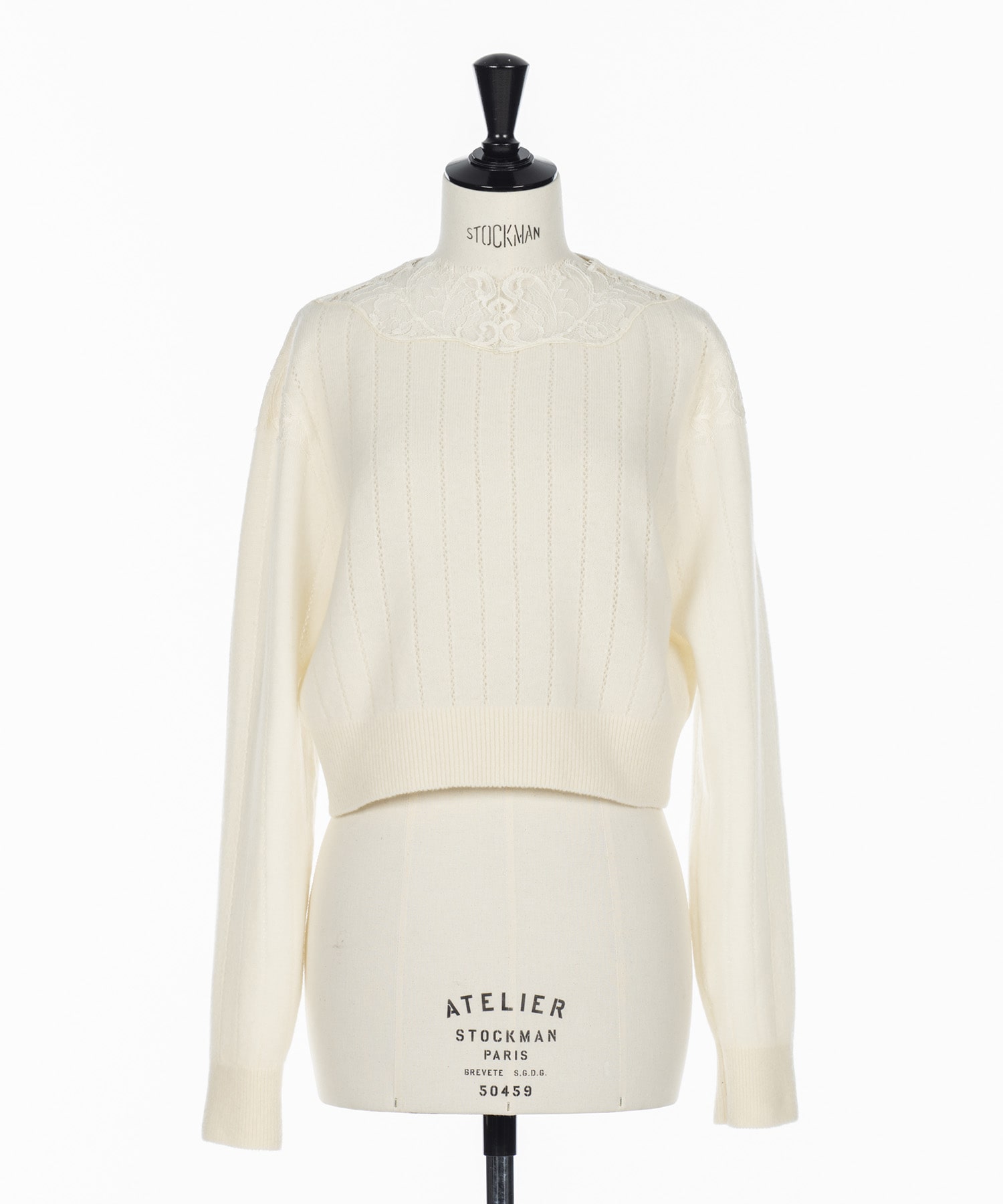 HAIRY LACE PANELED CROPPED PULLOVER