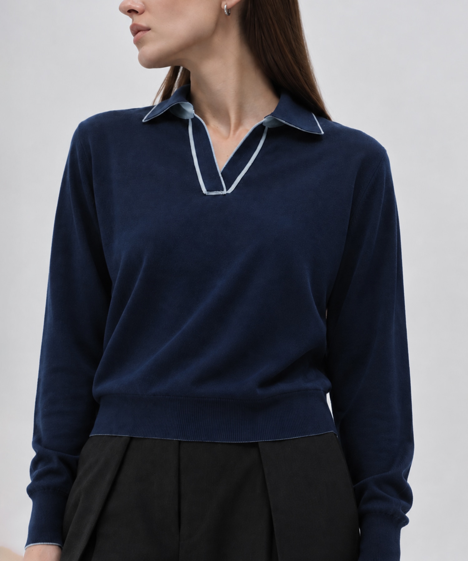CASHMERE/SILK REVERSIBLE SKIPPER PULLOVER