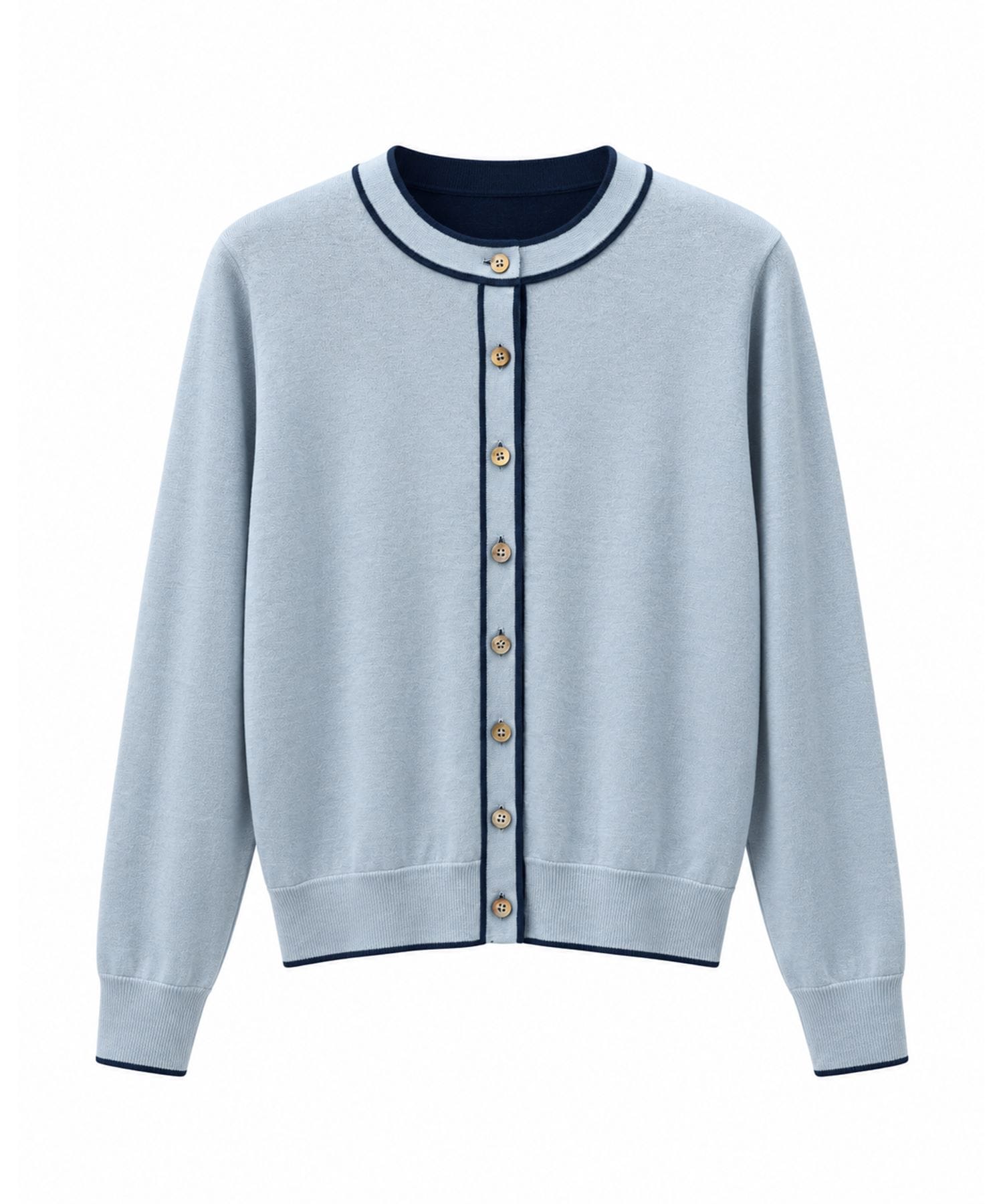 CASHMERE/SILK REVERSIBLE CREW NECK CARDIGAN