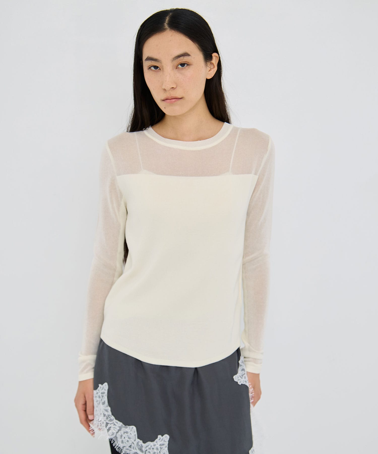 Sheer line Knit Tops