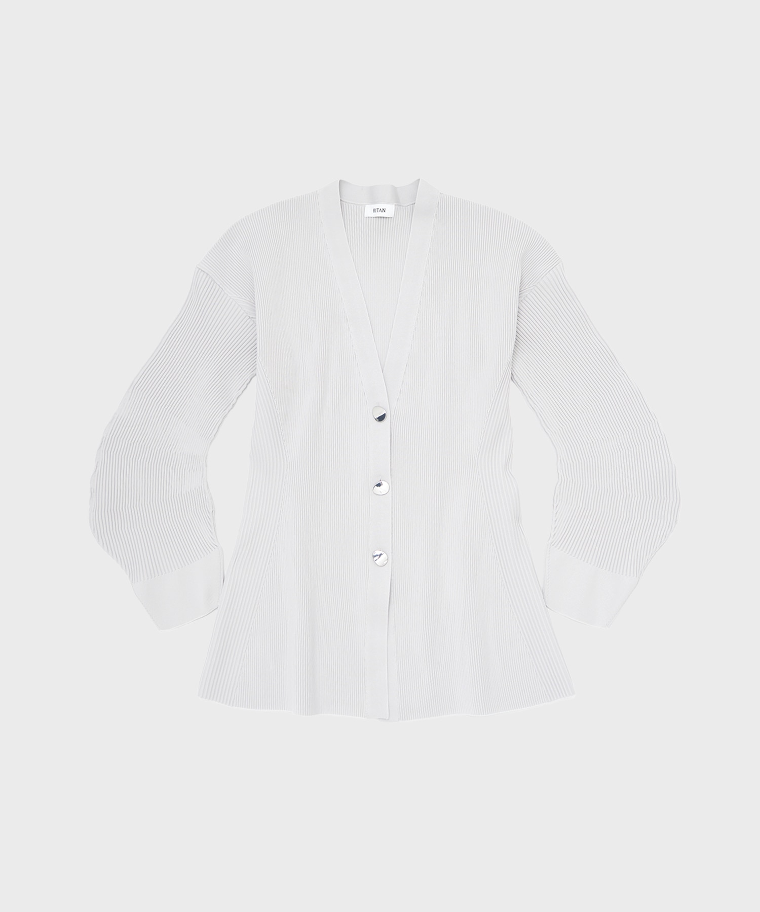 Arch Sleeve Rib Knit Cardigan