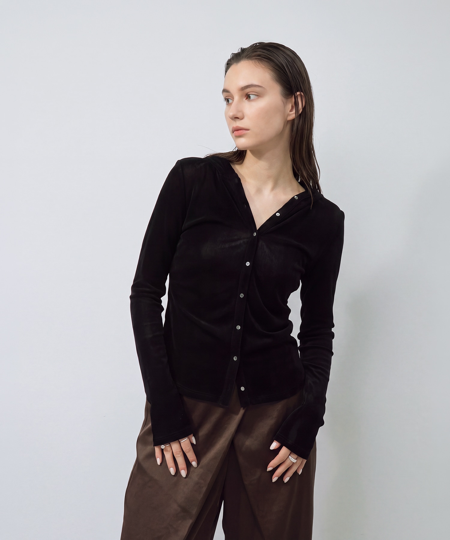 Velours Hoodie Cut Tops