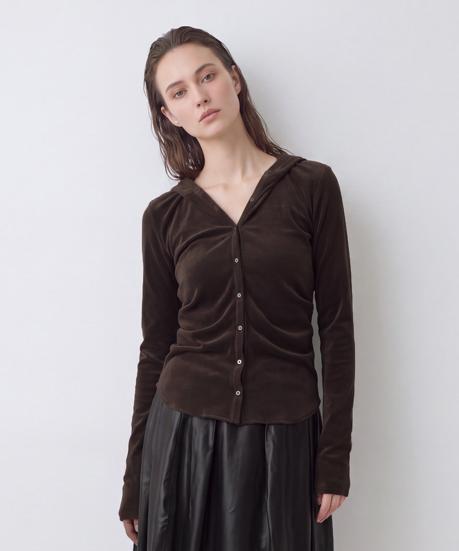 Velours Hoodie Cut Tops